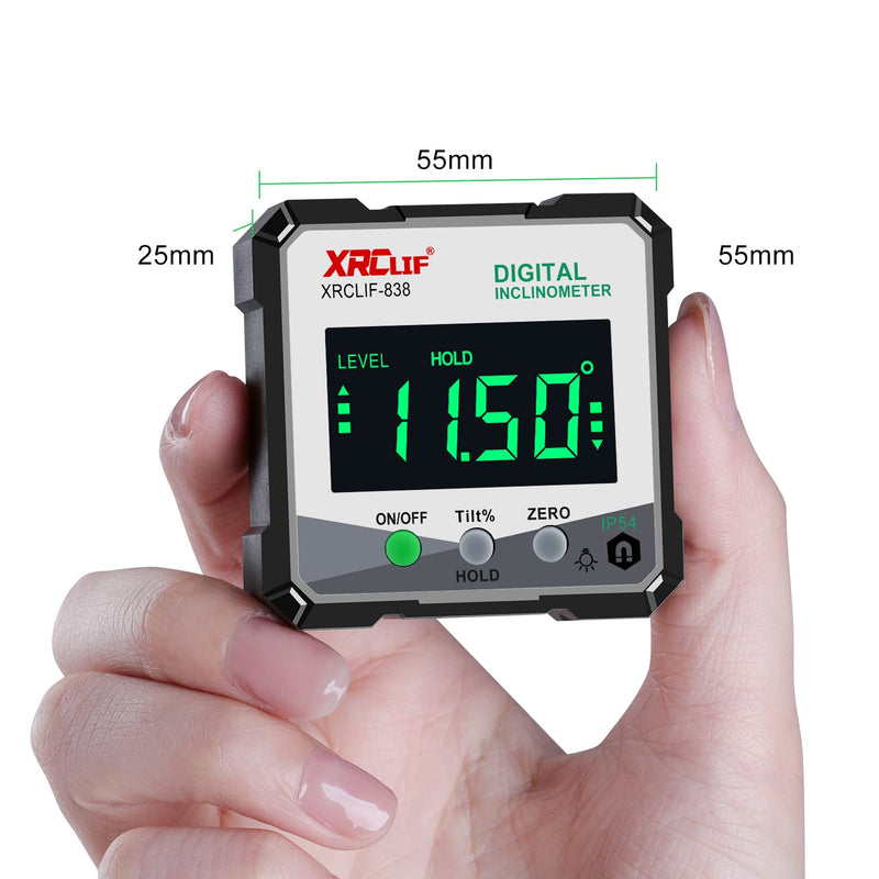[Australia - AusPower] - XRCLIF Digital Protractor with LCD, Mini Inclinometer with Magnet, Digital Angle Measuring Tool, Inclinometer/Digital Levelling Ruler Home Black 