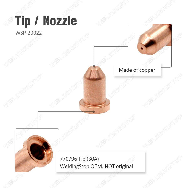770791 Electrode & 770796 Tip/Nozzle for Hobart Airforce 27i 40i Plasma Cutter XT30R XT40R Torch Plasma Consumables(PKG-12) Airforce 27i (770791+770796) PK-12