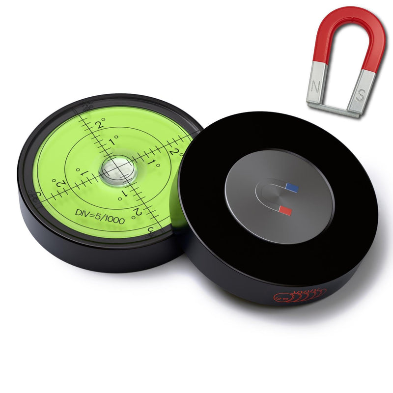 [Australia - AusPower] - Magnetic Metal Large Spirit Bubble Level 60mm Diameter, (2 23/64 in), Surface Level - Metal Housing, Bulls Eye Bullseye, Green/Black 