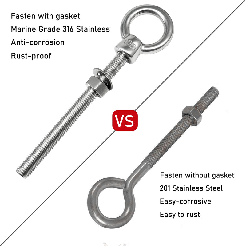 [Australia - AusPower] - Eye bolts, 5pack 3/8" X 4" Heavy Duty Shoulder Lifting Ring Threaded Eyebolts with Nuts Washers 316 Stainless Steel Marine Grade Eyebolt M10*100-5pack 