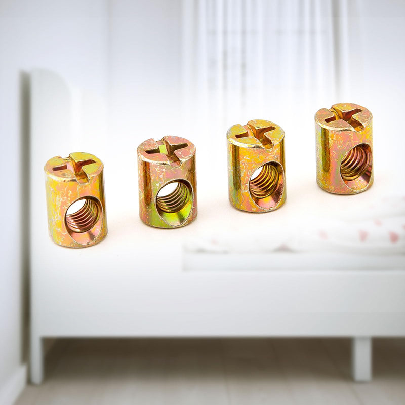 [Australia - AusPower] - 4 PCS M6 Spring Loaded Barrel Nuts, Slotted Barrel Nuts Cross Dowels, Replacement Screws Cross Dowel Barrel Nuts with Part 100514 for Furniture Bed Crib and Chairs 