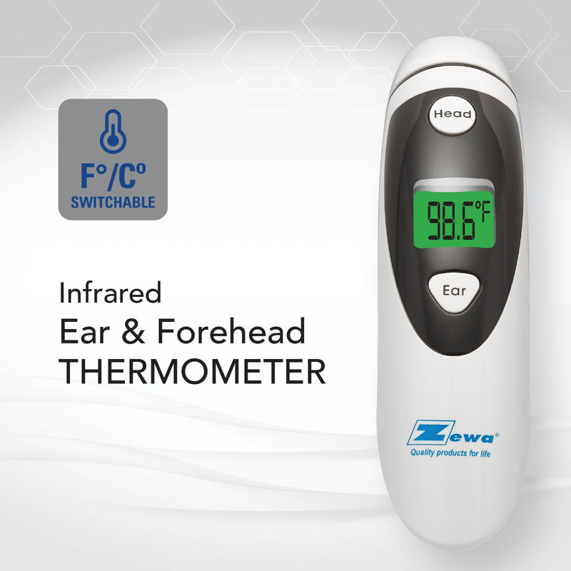 [Australia - AusPower] - Zewa Infrared Thermometer | Professional Accuracy | Forehead & Ear Non-Touch Measurement | Bluetooth 4.0 | Android & iOS Compatible | Fever Alarm | Free MyHealthConnected App 