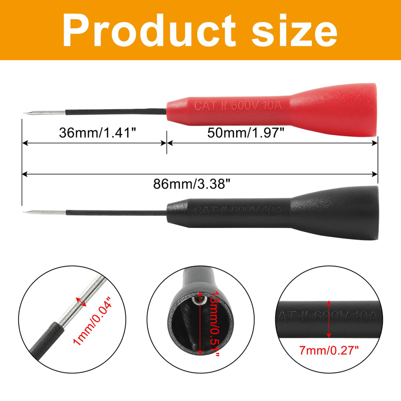 [Australia - AusPower] - Litoexpe 6 Pieces 2mm Needle Test Probes, 600V/10A Non-Destructive Multimeter Test for Fluke Leads tl71 tl75 6 Pcs 