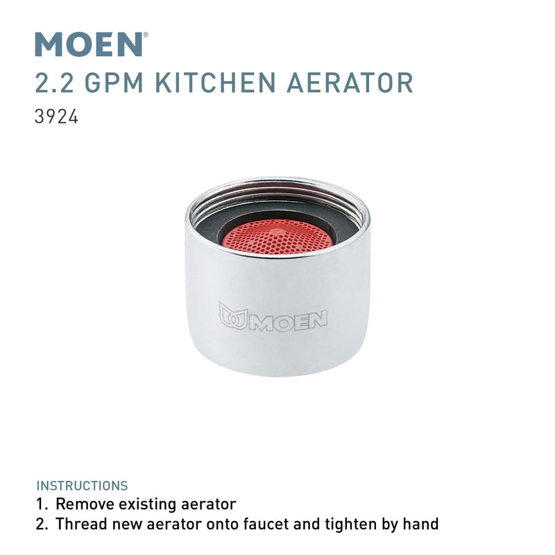 Moen 2.2 GPM Female Thread Aerator, Chrome, 3924 (Pack of 2) 0.1 (Pack of 2)