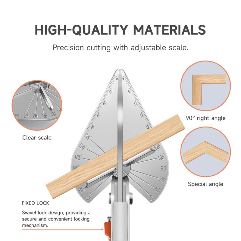 [Australia - AusPower] - TOWOT Multi Angle Trim Cutter Miter Shears for Molding, Adjustable at 45 To 135 Degree With Safety Lock Hand Tools for Cutting Plastic, PVC, No Replacement Blade 