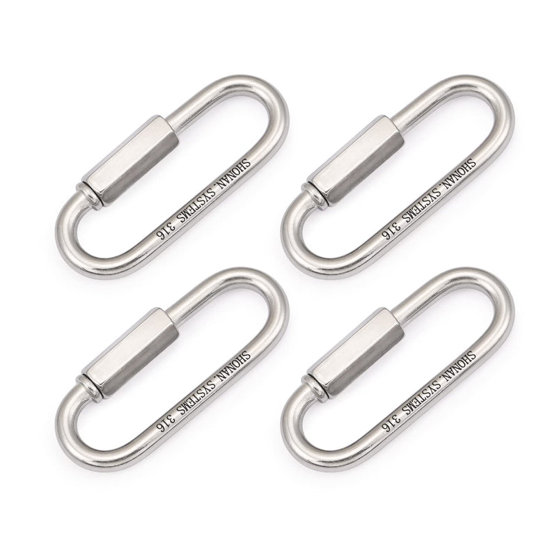 [Australia - AusPower] - SHONAN 2.85" Chain Quick Links, 4 Pcs 1/4" Marine Grade Screw Chain Links, Large Opening Chain Connector Chain Coupler, 860 Lbs Capacity 2.85"_4 pcs 