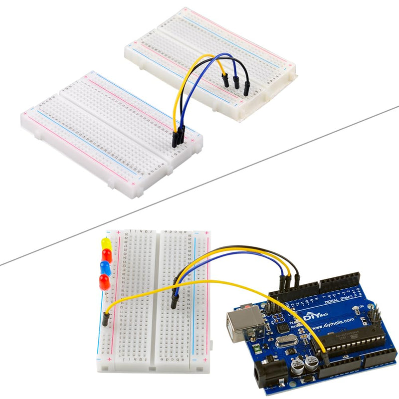 [Australia - AusPower] - 400 Tie Point Interlocking Solderless Prototype Breadboard + MB102 Power Supply Module 3.3V 5V + Alligator Clip to Jumper Wire 20cm Male Female 