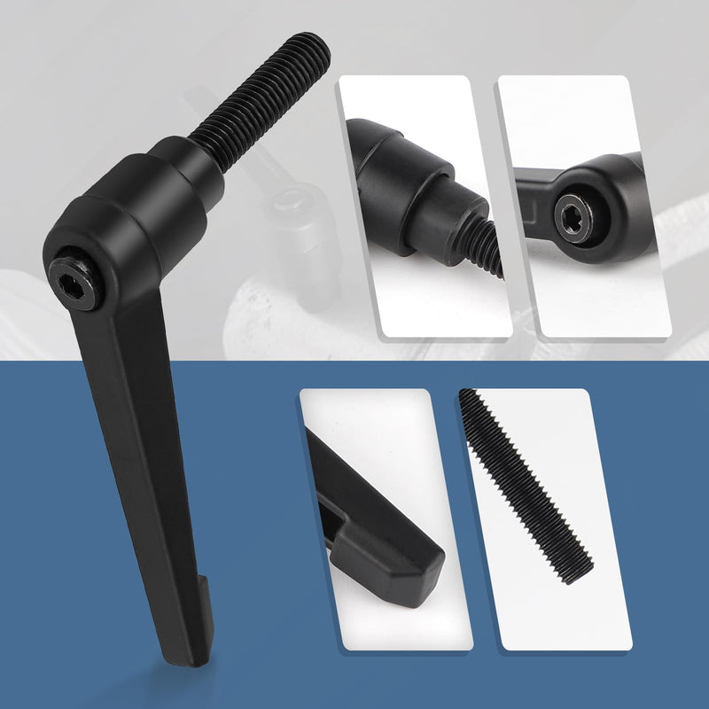 efuturetime Clamping Lever M10 x 25 mm Adjustable External Thread Black Pack of 4 | Carbon steel handle, machine handles 25mm