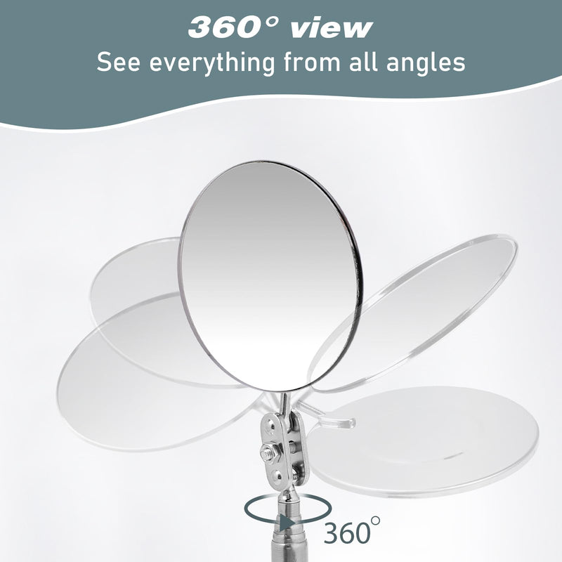 [Australia - AusPower] - 2Pcs Telescoping Inspection Mirror, Flexible Circular Inspection Mirror 360 Rotation with Extended Handle Round Inspection Mirrors for Checking Vehicle Condition(Dia-2 Inch) 