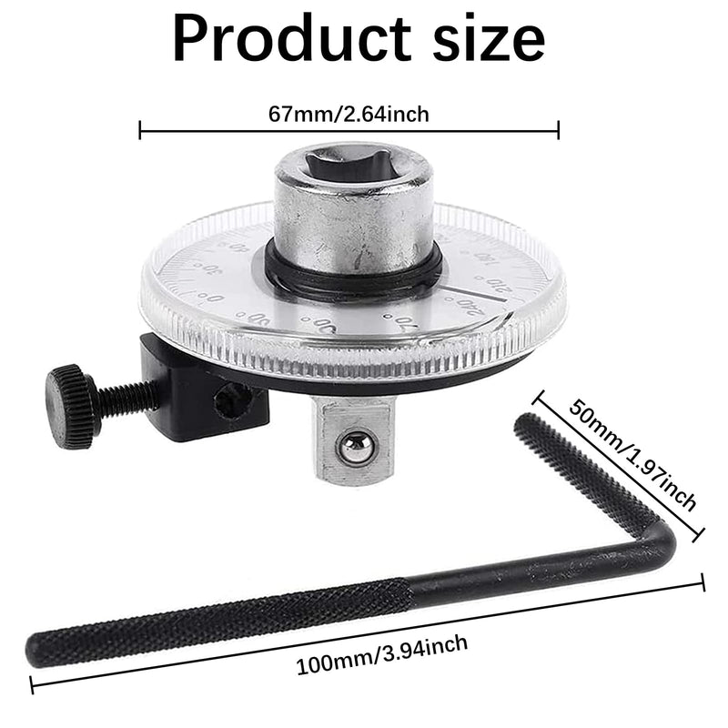 [Australia - AusPower] - Cisixin Car Rotary Protractor, Protractor with 0-360° Scale, Torsion Wrench 1/2 Inch with Adjustable Arm for Cylinder Head Screws Nuts 