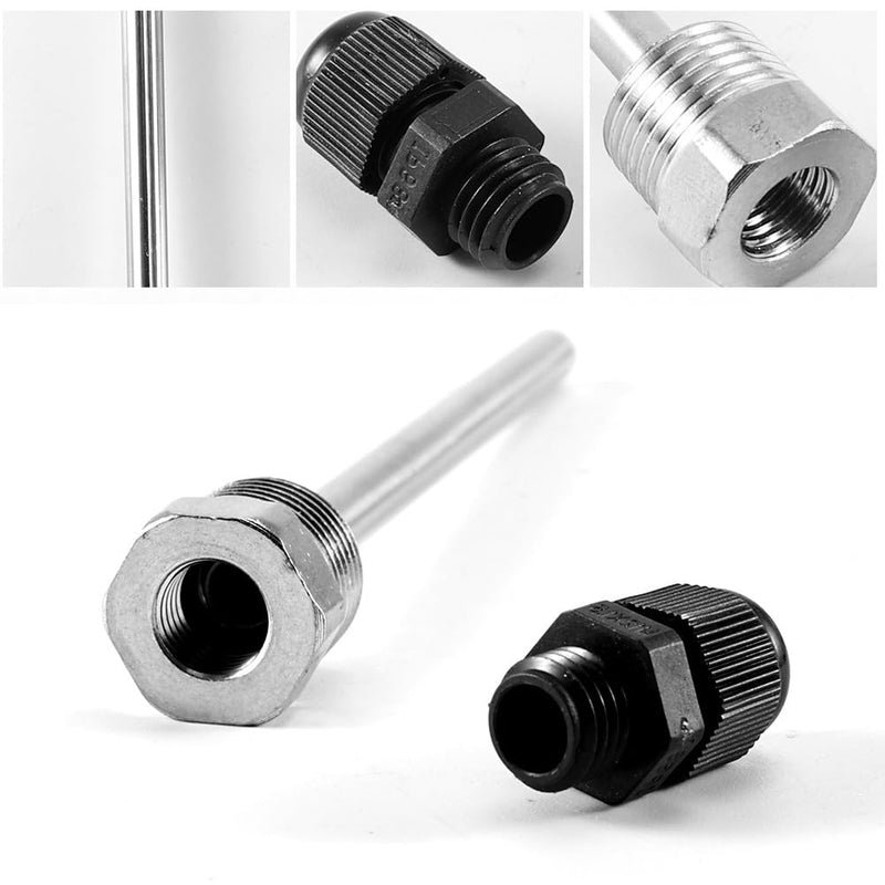 [Australia - AusPower] - 2 x Stainless Steel Immersion Sleeves, G 1/2 Inch Thread for Temperature Sensor, 8 x 200 mm Immersion Sleeves Protective Tube for Temperature Sensors, Immersion Protection Tubes for 200mm 