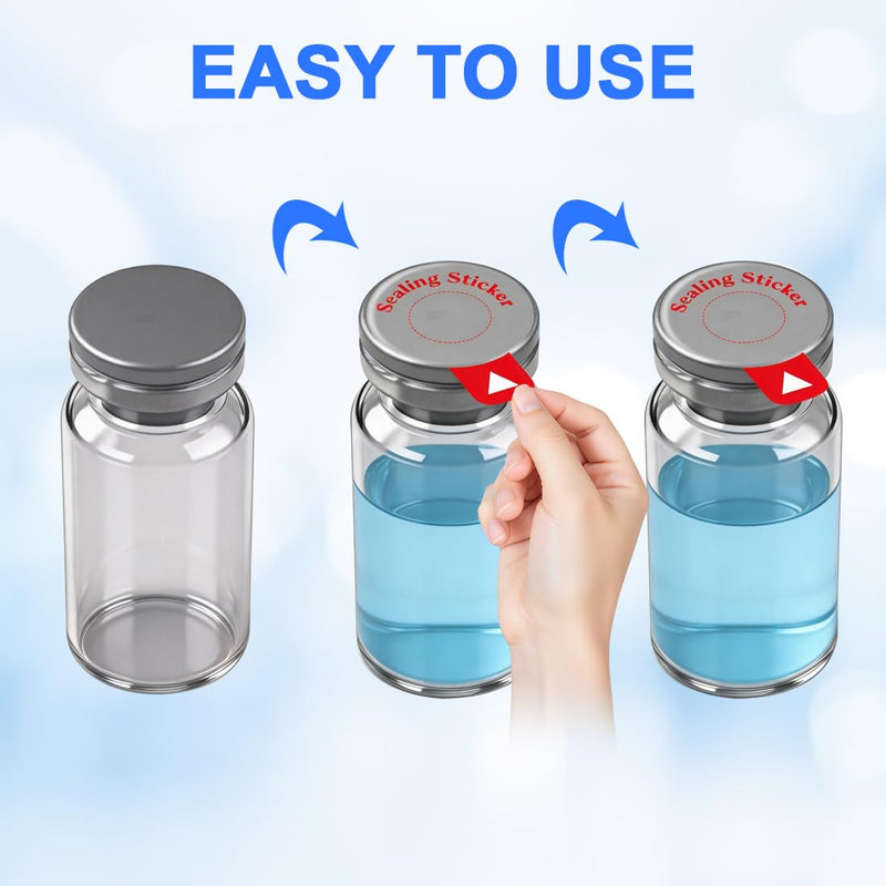 Vials Sealing Stickers 120Pcs Transparent Self Adhesive Sticker Laboratory Circle Sealing Labels for 13mm 20mm Aluminum Plastic Caps