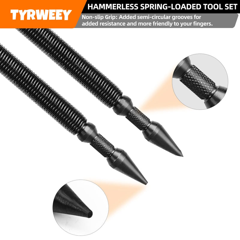 [Australia - AusPower] - 5-Piece Nail Setter Dual Head Nail Set & Dual Head Center Punch & Hinge Pin Remover Punch Set, Spring Loaded Center Hole Punch, Nail Setter Features 1/8-in, 3/32-in, 3/16-in, 1/16-in, 1/32-in 