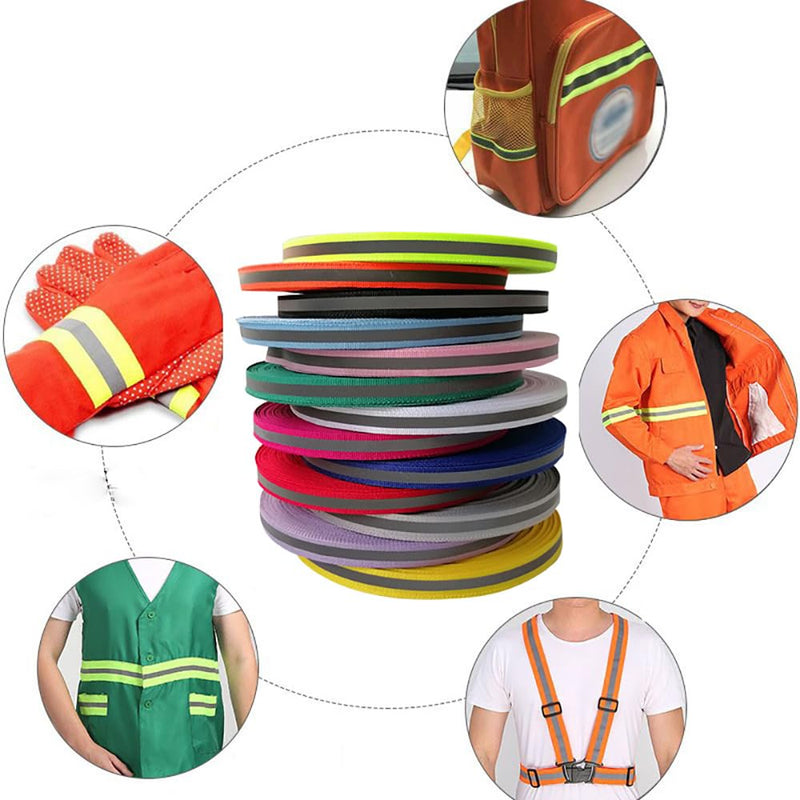 164Feet High Visibility Reflective Tape Strip, Sew on Safety Fabric Webbing 10mm Reflective Warning Florescent Safety Tape for Clothes Bags Raincoats (Fluorescent Green) fluorescent green