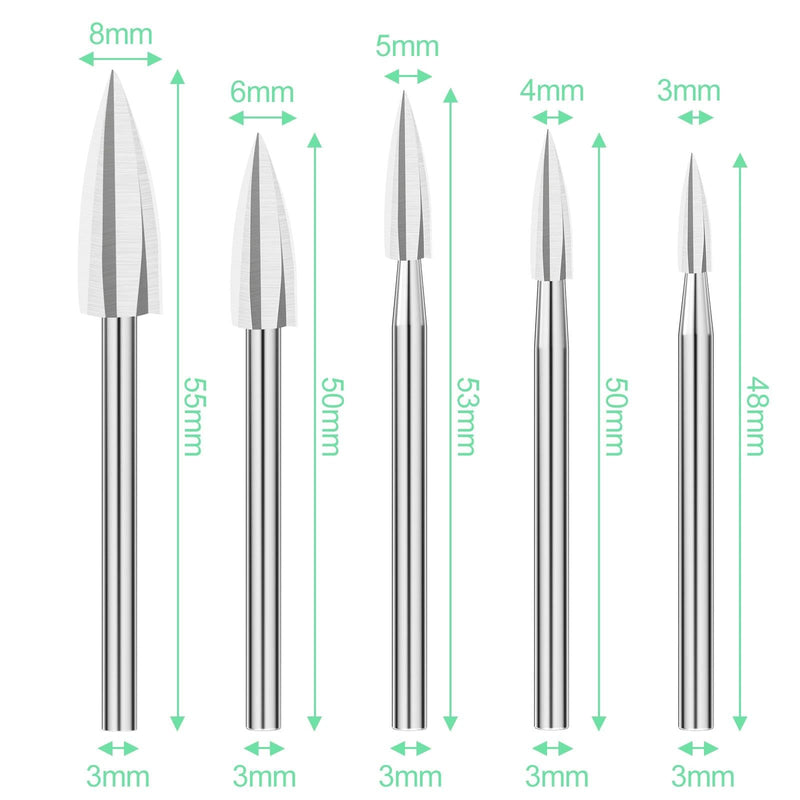 5 Pieces Wood Carving Tool Wood Cutter Wood Carving Drill Bits Set, Carving Drill Wood Carving Tools, Accessories Wood Engraving Tool, Wood Carving Accessories, Wood Carving Drill Bit