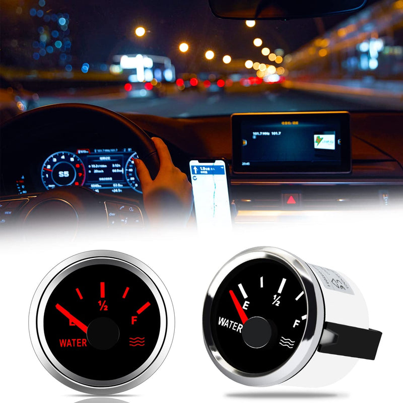 [Australia - AusPower] - KAOLALI Water Level Gauge 52mm Water Tank Level Gauge Empty-Full Indicator for Level Sensor for Car Boat Auto Truck Marine 240-33ohm Black Silver 