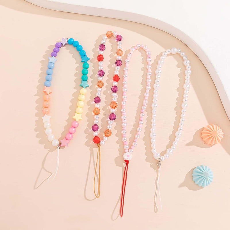 [Australia - AusPower] - Beaded Phone Charms Lanyard Strap Girly Style Fixed Beads Pearls Lanyards PH-fb-33 