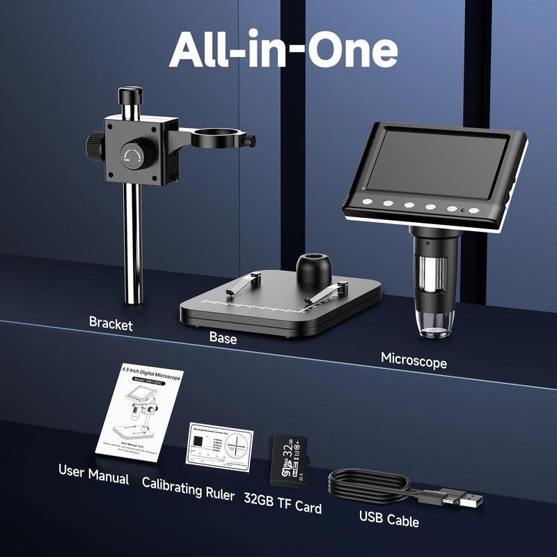 [Australia - AusPower] - LPM7 4.3" Coin Microscope, IPS Digital Microscope for Adults, Coin Magnifier with 8 LED Lights, Windows Compatible, Include 32GB Memory Card LPM7-4.3“ USB microsccope 