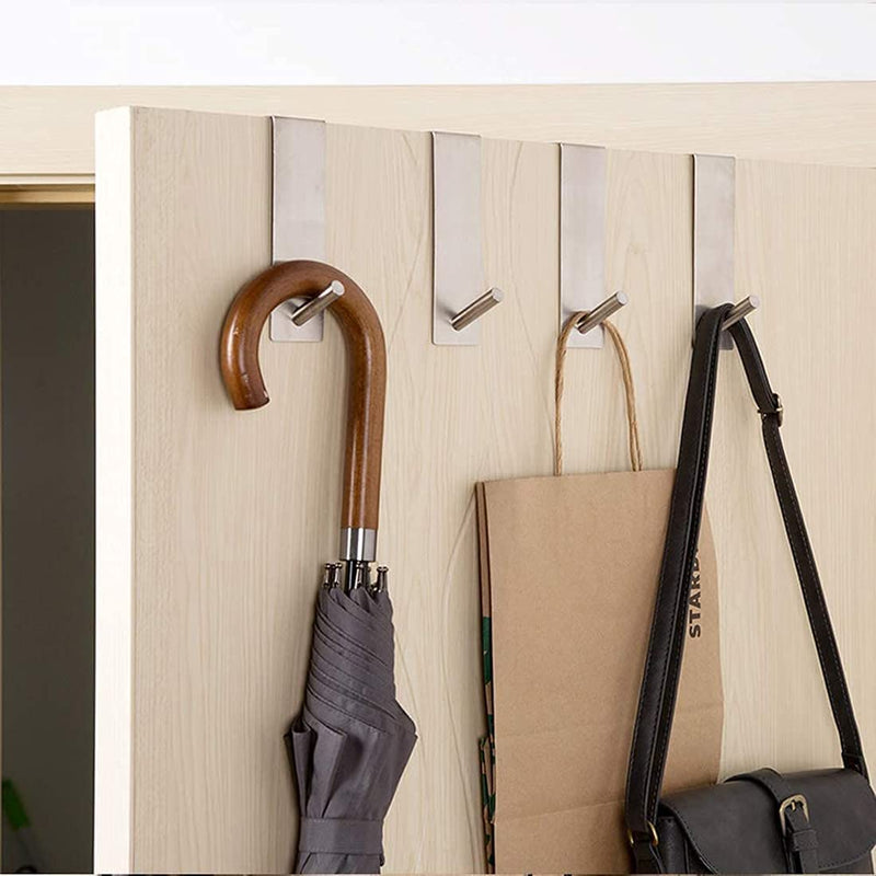[Australia - AusPower] - Over The Door Hooks,(4 Pack) Wide 1-3/4"(1.75 inch)Fit Thick Door, Extended to 7“ Door Hanger Heavy Duty Stainless Steel Brushed Nickel ,Hold Up to 50Lbs, Single Door Hook for Office,Bedroom(Silver) 1 3/4 inch 