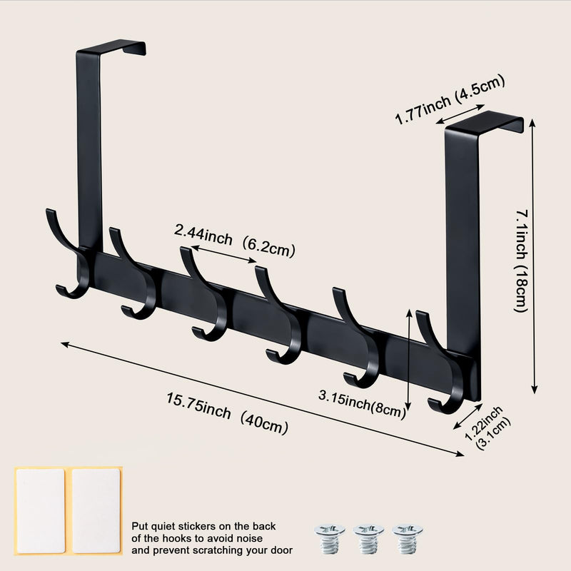 [Australia - AusPower] - BOOMIBOO Over The Door Hooks, Sturdy Door Hanger, Towel Rack Towel Hooks for Bathroom 12 Hooks Large Over The Door for Bathroom, Bedroom?Kitchen Black 