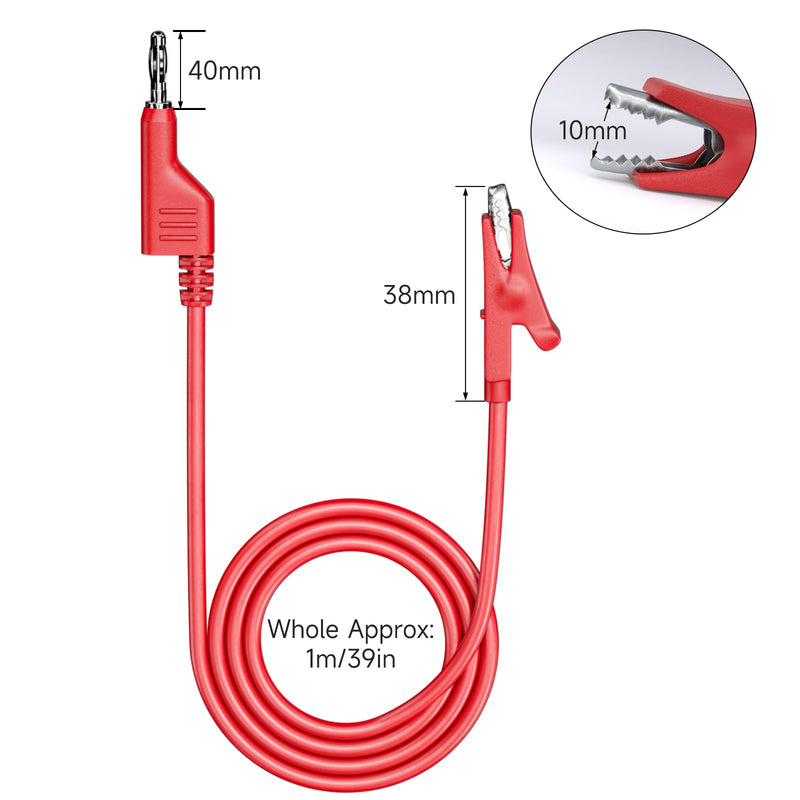 [Australia - AusPower] - Goupchn Stackabe Banana Plug to Alligator Clips Test Leads 10 Colors Soft Flexible Electrical Wire Cables for Multimeter Electrical Testing 500V/5A Ten Colors 3.3ft/1m 