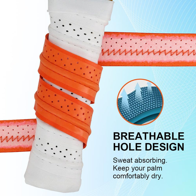 Pickleball Grip Tape 3pcs Overgrip Pickleball Paddle Grip Tape with Raised Ridge Replacement Grip Wrap Accessory for Pickleball Paddle Handle Yellow red and orange