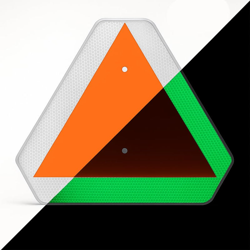 Glow in The Dark Slow Moving Vehicle Sign for Golf Carts, Safety Triangle Sign, 16x14 inch Aluminum SMV Signs DOT Compliant for UTV, Trailers, Tractors, Golf Cart Accessories