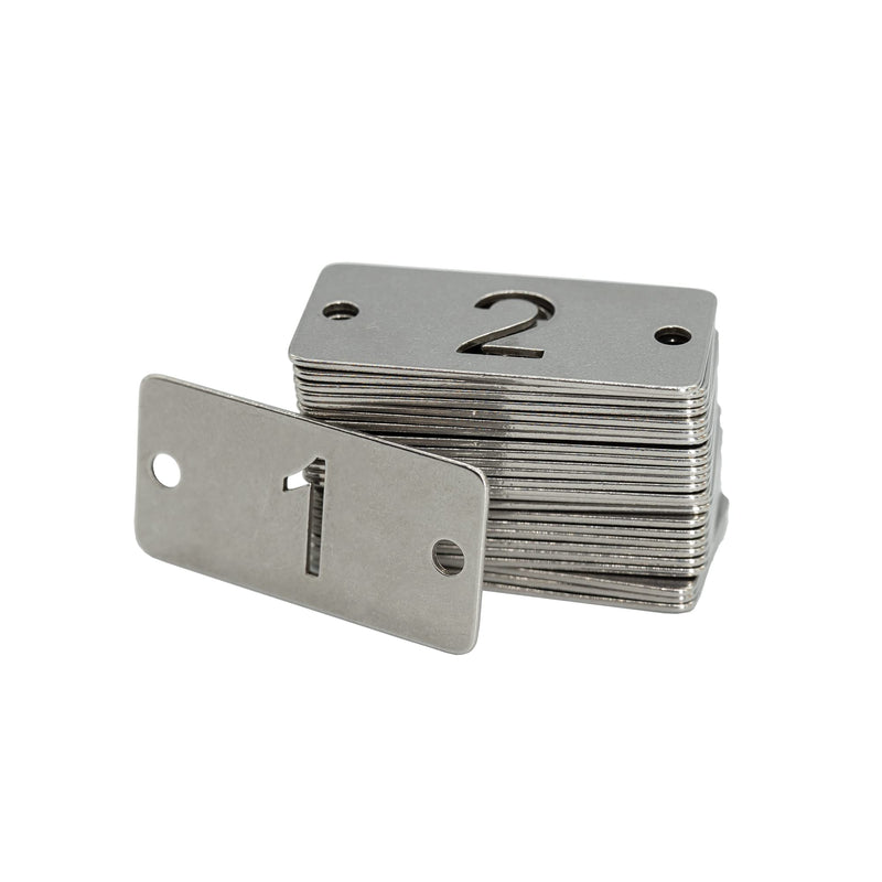 Rectangle Metal Hollowed Numbered Tags - Stainless Steel Key Tags (51-100) 51-100