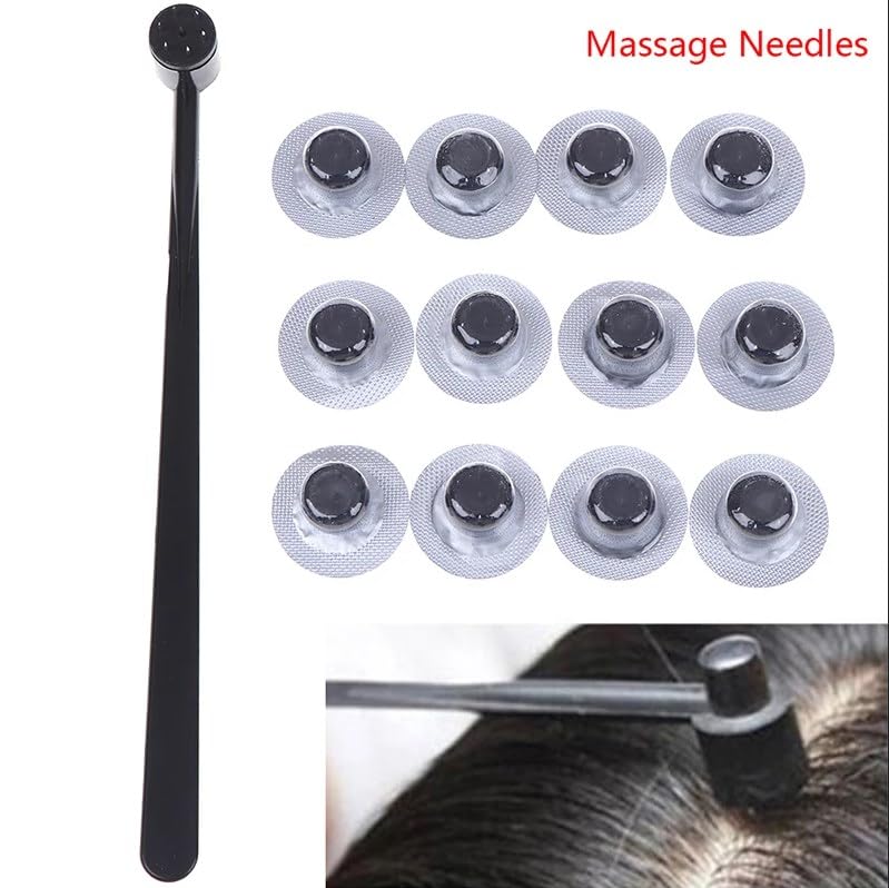 Seven Star Needle Set, Seven Stars Dermal Needle Hammer Set, Seven Star Needle Hammer Plum Blossom Skin Hammer Made of Stainless Steel with 12 Replacement Heads for Hair Loss, Medical Physiotherapy