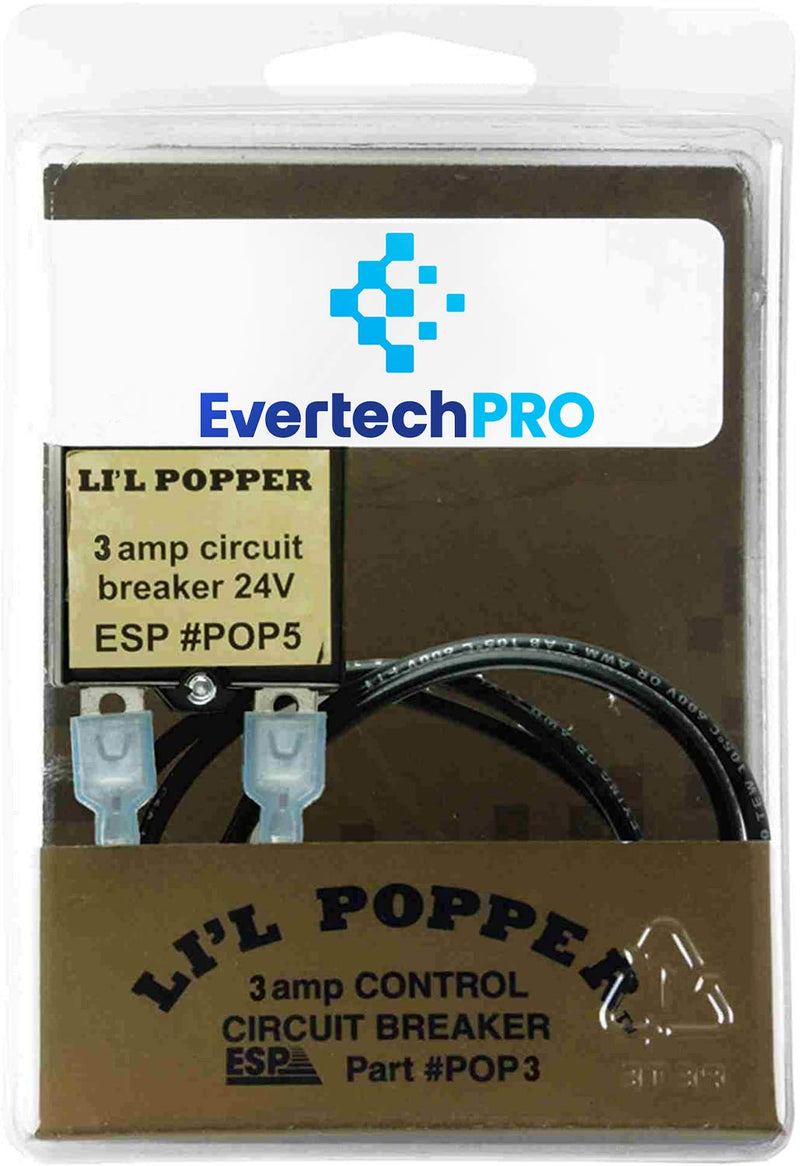EvertechPRO POP3 3 AMP Control Circuit Breaker UL Rated 125/250 Vac Replacement Li'l Popper G33-039