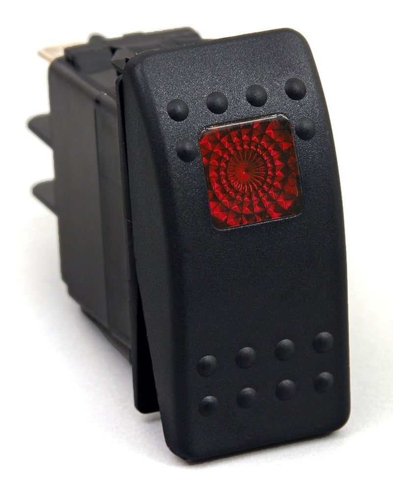 Amarine Made 4 Pack 12v 20 Amp Waterproof Red LED On/Off Boat Marine SPST 3P Rocker Switch with Light - Red LED