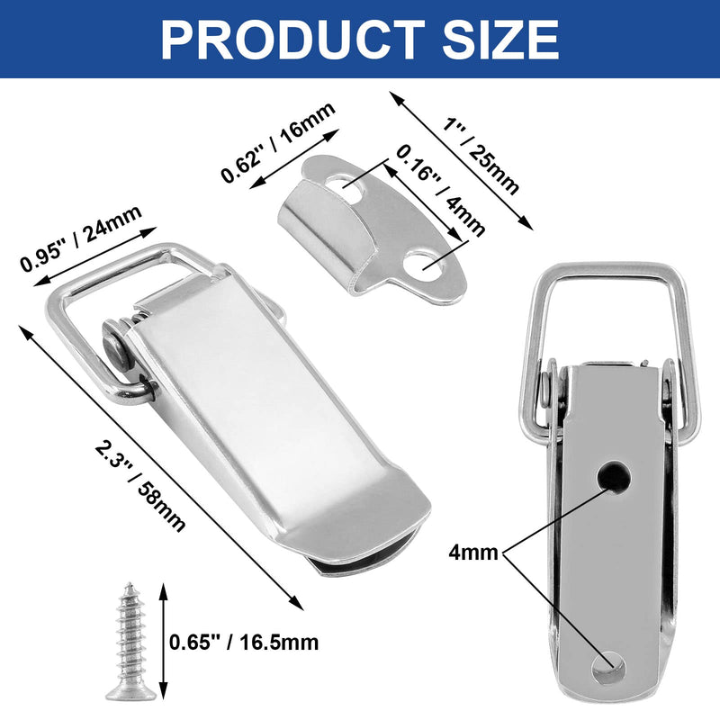[Australia - AusPower] - 4Pcs Spring Loaded Toggle Latch, 2.3" Stainless Steel Toggle Latch Catch Hasps Clamp Clip with Screws for Wooden Box, Case, Chest, Cabinet 2.3'' / 58mm Silver 