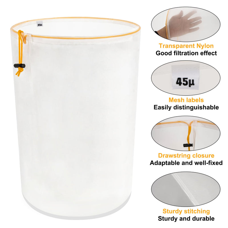 [Australia - AusPower] - 5 Gallon Filter Bag with Filter Screen - Reusable Filter Bag with Opening on Top for Hydroponics Gardening 45 Micron 