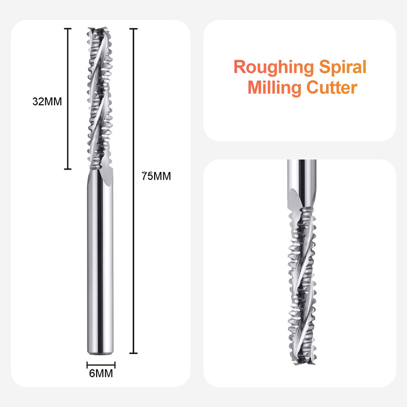 [Australia - AusPower] - SpeTool Roughing Cutter 6 mm Shank Diameter Solid Carbide Cutter 3 Flutes CNC Machine Cutter 