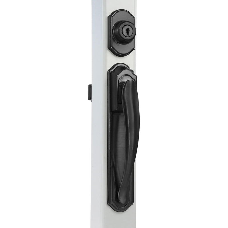 Ideal Security Pull Handle Set with Keyed Deadbolt, Screen Door Handle, Storm Door Handle, Matte Black (4-Piece Set)