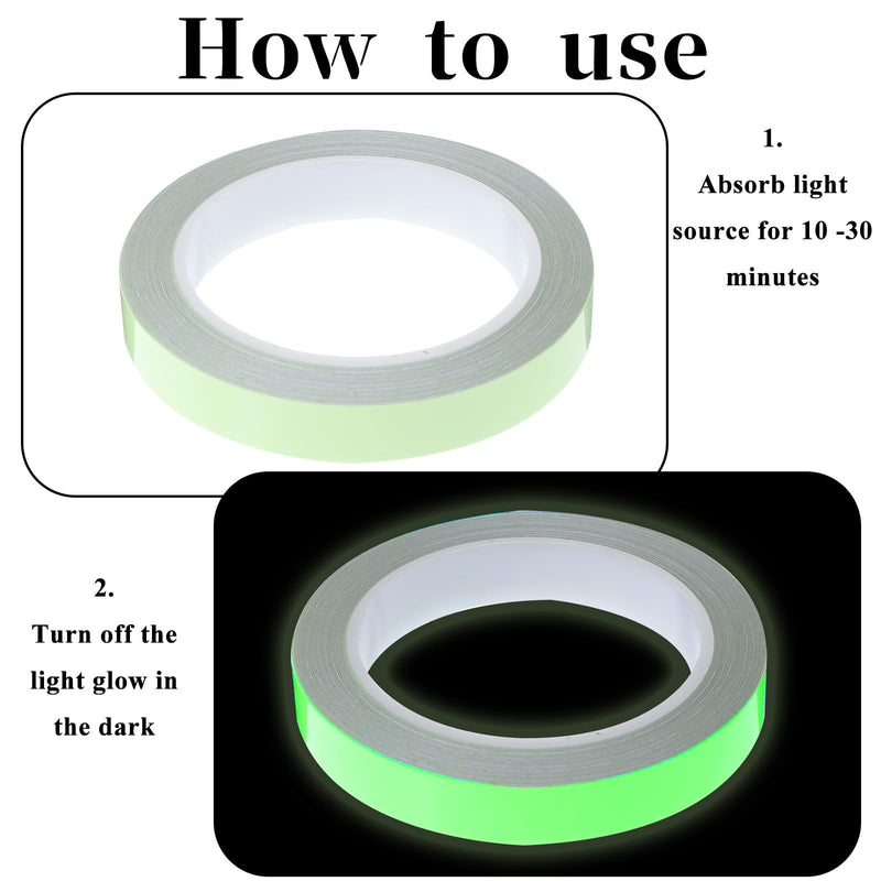 Glow in The Dark Tape High Visibility Glow Tape Fluorescent Luminous Reflective Tapes for Stage Stair Dark Areas Safety Marking, 33 Feet x 0.6 Inch