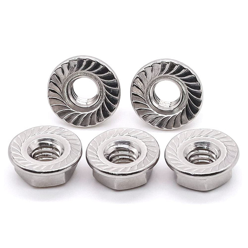[Australia - AusPower] - Glvaner #8-32 Thread Size Stainless Steel Serrated Flange Hex Nuts Locknuts 304 Stainless Steel 18-8 50 Pack 