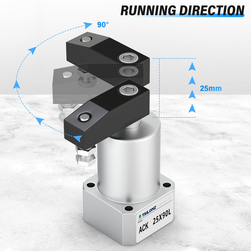 [Australia - AusPower] - TAILONZ PNEUMATIC Left-Turn Cylinder Pneumatic Rotation Angle of 90 Degrees, Rotary Clamping Angle of The Lower Pressure Cylinder, Pressure Clamping Rotating Cylinder ACK25×90L 
