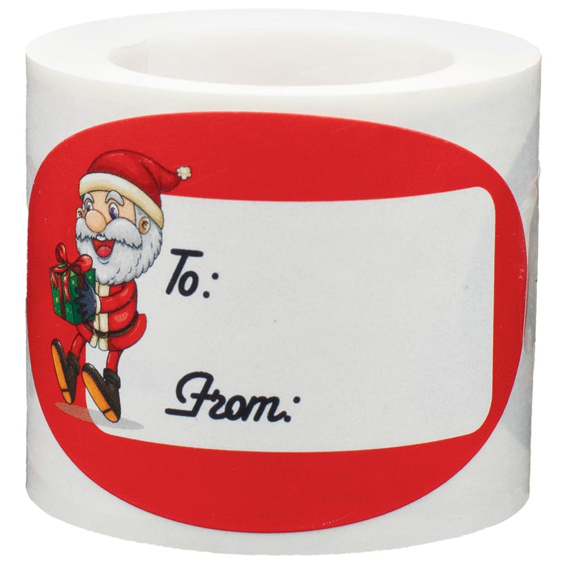 Santa Claus Presents Gifts Tags Christmas Holiday To From Labels 1 1/2 x 2 1/2 Inch 100 Total Stickers