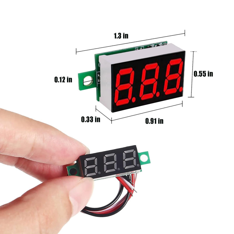 [Australia - AusPower] - 4pcs Mini Digital Voltmeter 0.36 Inch Three-Line DC 0-30V Mini Digital Voltmeter Gauge Tester Red LED Display Panel Red-8pcs 