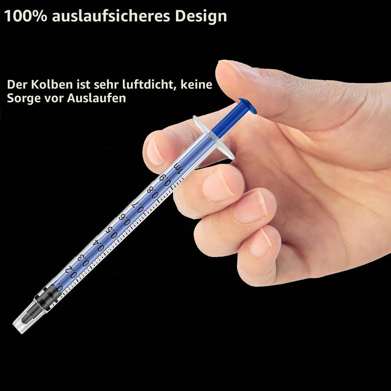 Pack of 10 1 ml Syringes with Safety Closure, Disposable Syringe without Needle | For precise liquid measurements, storage, experiments, for small animal feeding, colostrum syringe 1 ml (blue) 10.0