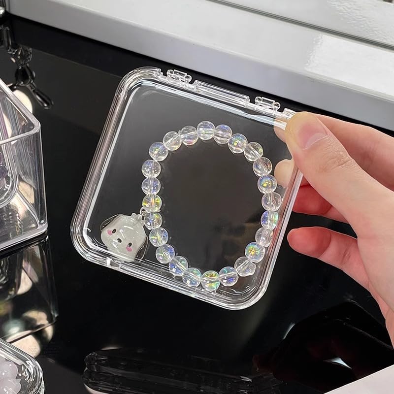 Acrylic jewelry box, crystal storage box, crystal bracelet transparent desktop storage box, portable jewelry box, a long box (9*3.5*2.4 inches) and 12 small boxes (3.4*3.4*0.6 inches).