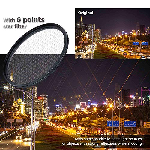 JJC 49mm Star Filter Cross Screen Starburst Filter Kit for Camera Lens