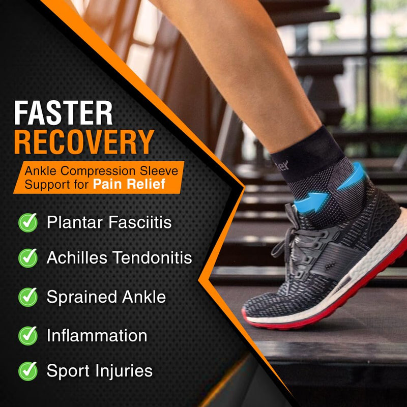 [Australia - AusPower] - Doc Miller Foot Ankle Compression Sleeve Support for Pain Relief, Achilles Tendonitis, Neuropathy - Nano Socks for Women & Men, Toeless Socks - Compress Sleeves for Fatigue, Feet Relief Black Medium 
