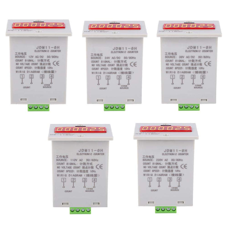 [Australia - AusPower] - Electronic Counter,JDM11-6H No Voltage Counter 6 Digits Electronic LED Digital Display Counter Relay(AC/DC12V) 