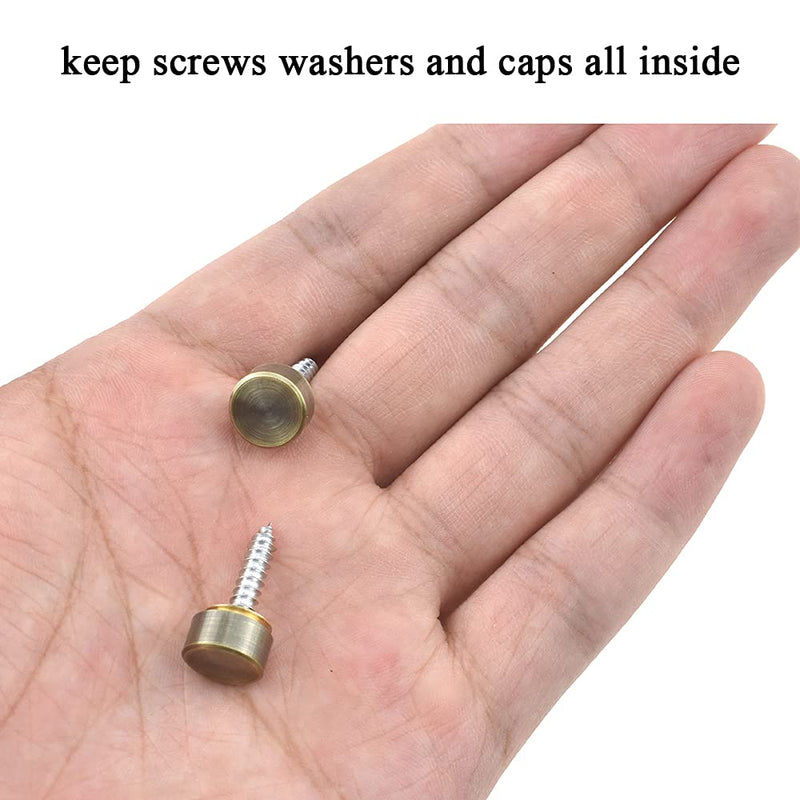 [Australia - AusPower] - Hahiyo 10mm Diameter Mirror Screws Brushed Copper Material Solid Easy Install Brass Washer Decorative Caps Fasteners Nails Bronze 10 Pairs for Bathroom Mirrors Panels Kitchen Ceiling Arts Crafts 10mm-10sets-Bronze 