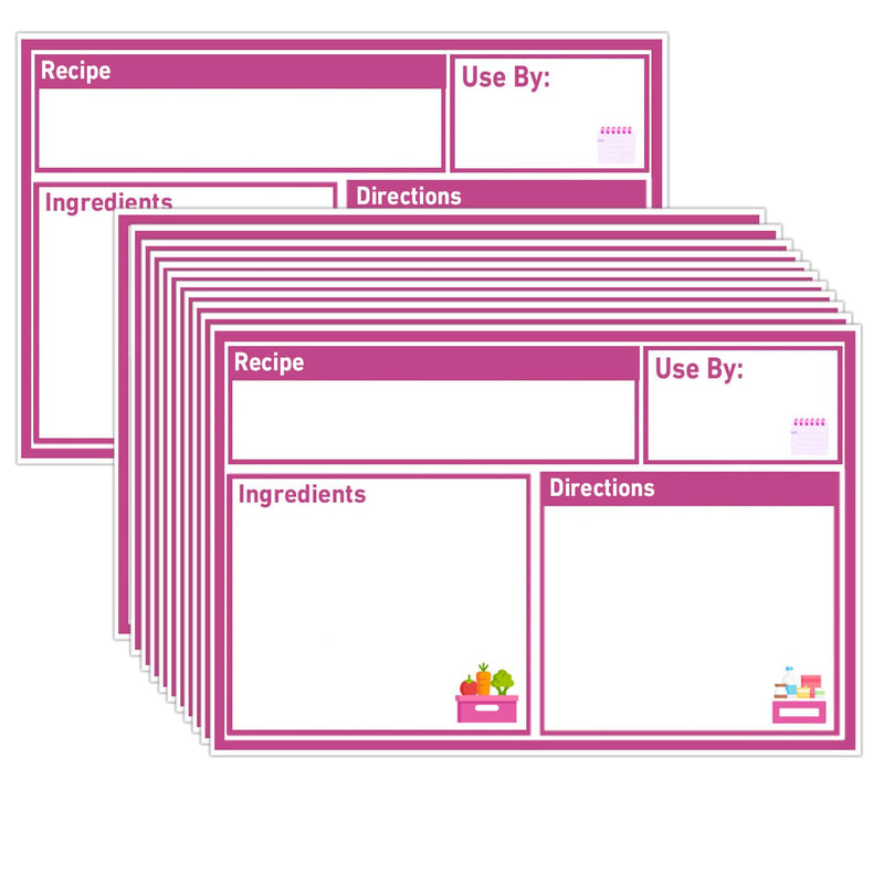 Freezer Meal Labels,3.2 X 5 Inches Freezer Pantry Labels for Bags Oil and Water Resistant Food Storage, Bags Meal with Instructions(50 Pcs) Purple