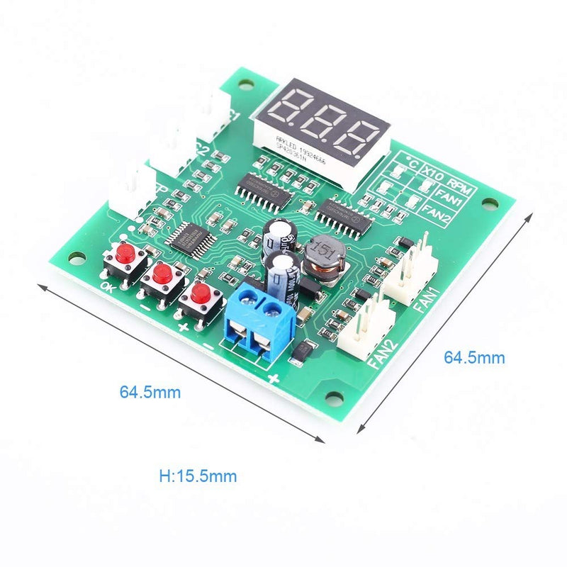 [Australia - AusPower] - PWM Driver Module, DC 12V 24V 48V PWM 4-Wire Fan Temperature Controller with Digital Display 2 Channel Temperature Governor for PC Fan/Alarm 
