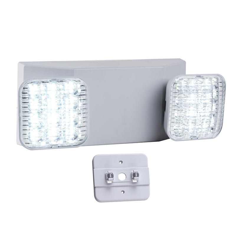 LED Emergency Lights for Business Home Power Failure,4Hours 300lm Automatic Battery Backup,Rechargeable Emergency Exit Lighting Fixtures,Hardwired, UL 924 AC85-277V Square with L N Wires White