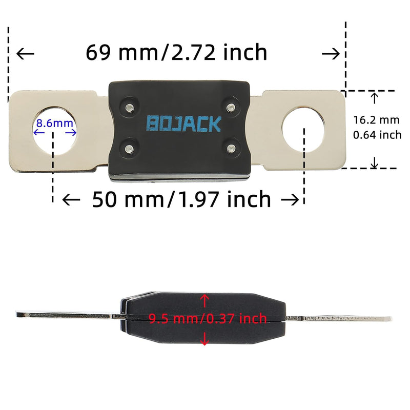 [Australia - AusPower] - BOJACK MEGA/AMG High Current Fuse Bolt-on Fuse 50A Amp for Cars, Trucks, Construction Vehicles, Buses, Caravans (Pack of 2 ANM Fuses 50A) 